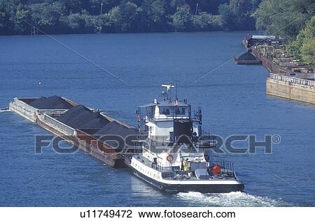 Coal barge on the Kanawha River in Charleston, West Virginia View Large Photo Image Stock Image - Coal barge on the Kanawha River in Charleston, West Virginia. Fotosearch