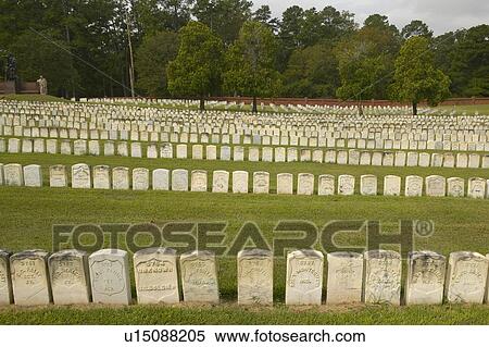 Stock Photography - Confederate Civil War prison and cemetery tombstones. Fotosearch