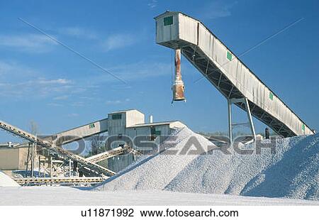 Stock Image - Conveyor belts at a rock mine. Fotosearch