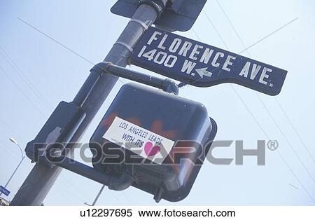 Stock Photography - Corner of Florence and Normandie Avenues, South Central Los Angeles, California. Fotosearch