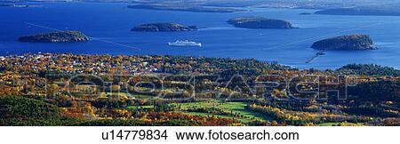 Cruise ship and Mount Desert Island, Acadia National Park, Maine View Large Photo Image Picture - Cruise ship and Mount Desert Island, Acadia National Park, Maine. Fotosearch