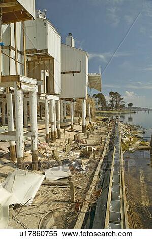 Stock Photography - Destroyed oceanside condos from Hurricane Ivan in Pensacola Florida. Fotosearch