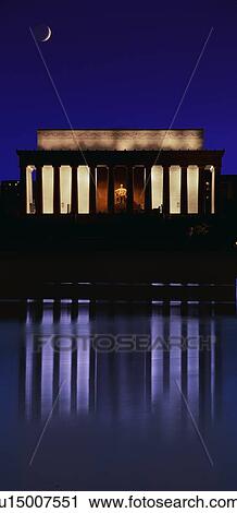 Digital composite: Lincoln Memorial at dusk with crescent moon rising View Large Photo Image Stock Image - Digital composite: Lincoln Memorial at dusk with crescent moon rising. Fotosearch