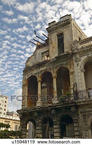 Dilapidated building in Old Havana, Cuba View Large Photo Image Stock Photo - Dilapidated building in Old Havana, Cuba. Fotosearch