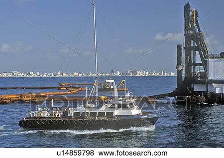 Stock Photo - Dredging Miami Bay, Miami, Florida. Fotosearch