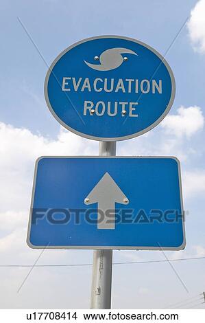 Picture - Evacuation Route sign in Pensacola Florida. Fotosearch
