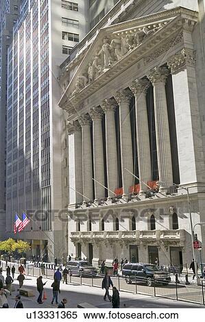 Exterior view of New York Stock Exchange on Wall Street, New York City, New York View Large Photo Image Stock Photography - Exterior view of New York Stock Exchange on Wall Street, New York City, New York. Fotosearch