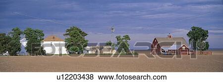 Farm at Sunset View Large Photo Image Stock Photo - Farm at Sunset. Fotosearch