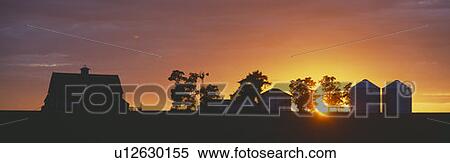 Stock Photography - Farm at Sunset. Fotosearch