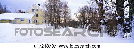 Stock Photo - Farm Covered in Snow, Darling Hill Road, Lyndonville, Vermont. Fotosearch