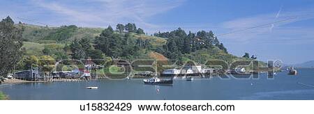 Stock Photo - Fishing village in spring along Highway 1, Marshall, California. Fotosearch