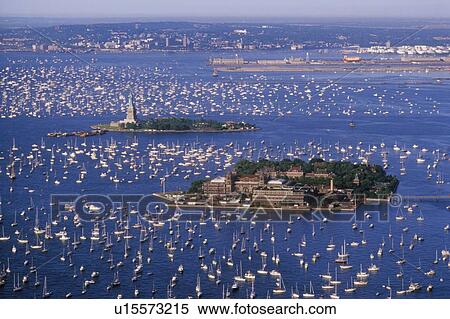 Stock Photography - Flotilla in New York Harbor celebrating the Fourth of July, New York. Fotosearch