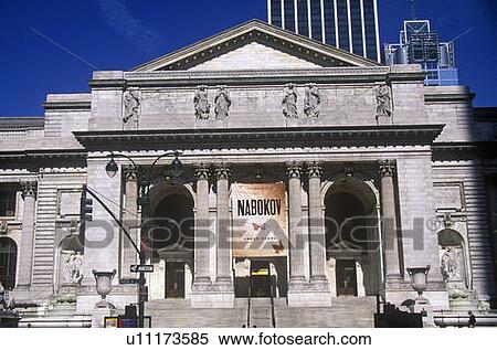 Stock Photography - Front entrance to the New York Public Library, New York City, NY. Fotosearch