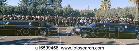 Stock Photograph - Funeral service for police officer, Pleasanton, California. Fotosearch