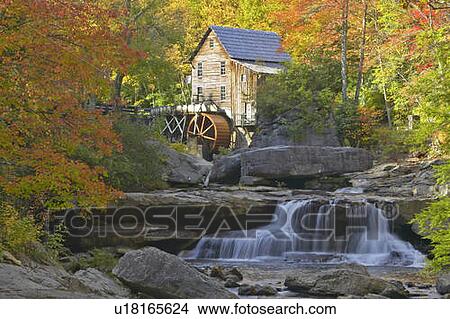 Glade Creek Grist Mil and autumn reflections and water fall in Babcock State Park, WV View Large Photo Image Picture - Glade Creek Grist Mil and autumn reflections and water fall in Babcock State Park, WV. Fotosearch
