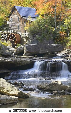 Glade Creek Grist Mil and autumn reflections and water fall in Babcock State Park, WV View Large Photo Image Stock Photo - Glade Creek Grist Mil and autumn reflections and water fall in Babcock State Park, WV. Fotosearch