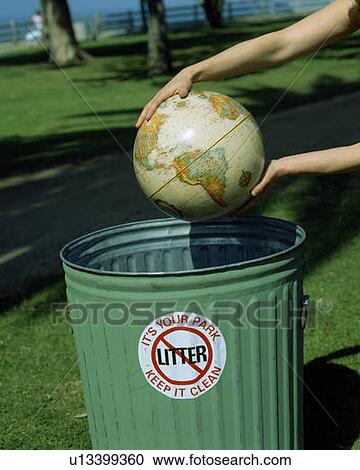 Globe in hands over waste basket, environmental care View Large Photo Image Stock Image - Globe in hands over waste basket, environmental care. Fotosearch