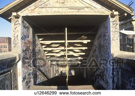 Stock Photo - Graffiti on abandoned building hallways, Holyoke, Massachusetts. Fotosearch