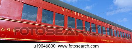 Historic red passenger car, Austin & Texas Central Railroad View Large Photo Image Stock Image - Historic red passenger car, Austin & Texas Central Railroad. Fotosearch