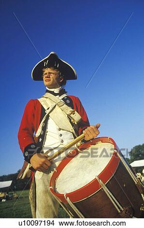 Historical Reenactment, Daniel Boone Homestead, Brigade of American Revolution, Continental Army Infantry, Fife and Drum View Large Photo Image Picture - Historical Reenactment, Daniel Boone Homestead, Brigade of American Revolution, Continental Army Infantry, Fife and Drum . Fotosearch