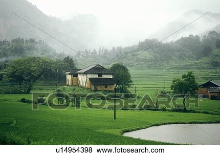 Stock Photo - House in countryside of Guilin, Guangxi Province, People's Republic of China. Fotosearch