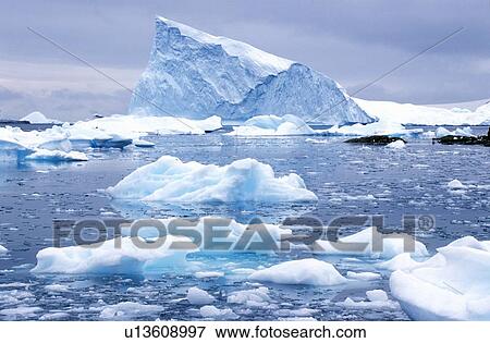Stock Photo - Icebergs in Paradise Harbor, Antarctica. Fotosearch