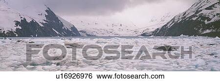 Stock Photograph - Icebergs in Portage Lake and Portage Glacier, Alaska. Fotosearch