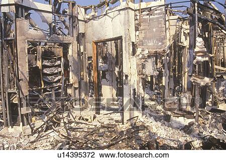 Stock Image - Interior of store burned out during 1992 riots, South Central Los Angeles, California. Fotosearch
