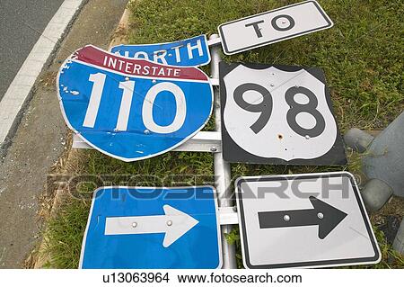Interstate road signs blown down from Hurricane Ivan in Pensacola Florida View Large Photo Image Picture - Interstate road signs blown down from Hurricane Ivan in Pensacola Florida. Fotosearch