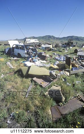 Stock Photography - Junk yard, Carrizo Plain, Central California. Fotosearch
