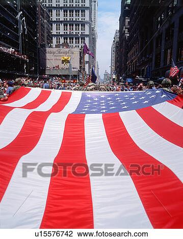 Large U. S. flag at parade, New York City View Large Photo Image Stock Image - Large U. S. flag at parade, New York City. Fotosearch