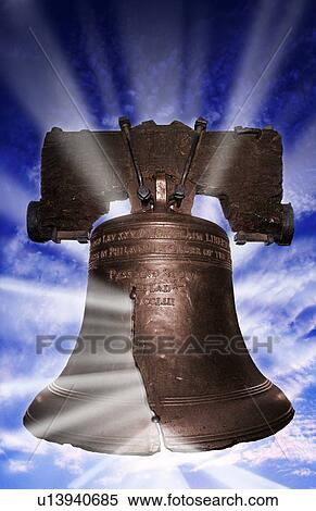 Stock Photography - Liberty Bell in clouds. Fotosearch
