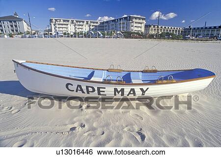 Lifeboat on Beach in the morning, Cape May, NJ View Large Photo Image Stock Photograph - Lifeboat on Beach in the morning, Cape May, NJ. Fotosearch