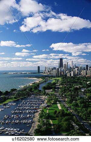 Lincoln Park, Diversey Harbor, and Lake Michigan looking south toward the skyline View Large Photo Image Stock Image - Lincoln Park, Diversey Harbor, and Lake Michigan looking south toward the skyline. Fotosearch