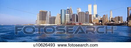 Stock Image - Lower Manhattan, East River, New York. Fotosearch