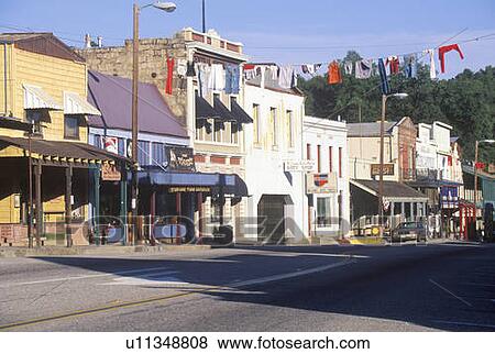 Stock Photo - Main street in Historic Angels Camp, Gold Rush town, California. Fotosearch
