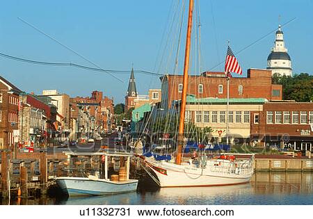 Marina on Spa Creek, Annapolis, MD with the State House in the background View Large Photo Image Stock Image - Marina on Spa Creek, Annapolis, MD with the State House in the background. Fotosearch