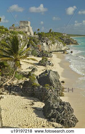 Stock Photo - Mayan ruins of Ruinas de Tulum (Tulum Ruins) in Quintana Roo. Fotosearch