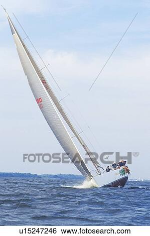 Stock Photograph - Midshipmen practice sailing skills. Fotosearch