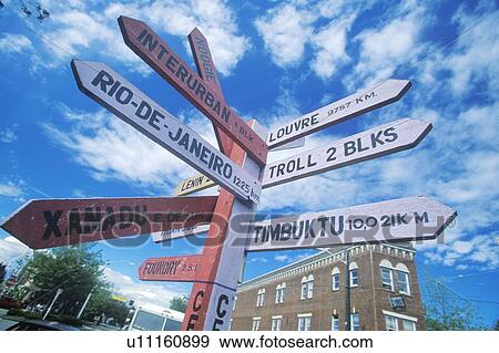 Stock Photo - Miscellaneous distance signs. Fotosearch