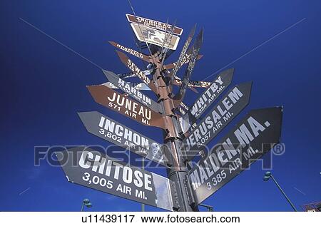 Miscellaneous distance signs View Large Photo Image Stock Photo - Miscellaneous distance signs. Fotosearch
