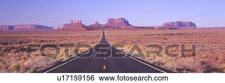Stock Photograph - Monument Valley, Route 163 at Dawn, Utah. Fotosearch