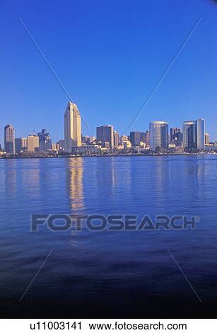 Stock Image - Morning light on the San Diego Bay, view from Coronado, San Diego, California. Fotosearch