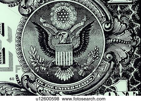 Stock Photo - National Seal of the United States of America on American One Dollar Bill Currency. Fotosearch