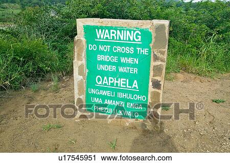 Stock Image - Obvious sign warns not to cross bridge. Fotosearch