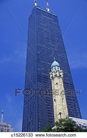 Old 1869 Chicago Water Tower and the John Hancock Building, Chicago, Illinois View Large Photo Image Stock Image - Old 1869 Chicago Water Tower and the John Hancock Building, Chicago, Illinois. Fotosearch