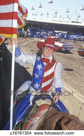 Picture - Opening ceremony, Santa Barbara Old Spanish Days, Fiesta Rodeo, Stock Horse Show, Earl Warren Showgrounds, CA. Fotosearch