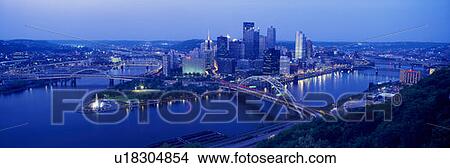 Panoramic evening view of Pittsburgh View Large Photo Image Picture - Panoramic evening view of Pittsburgh. Fotosearch