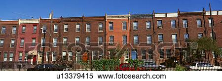 Panoramic morning view of red brick row houses of Philadelphia, PA View Large Photo Image Stock Photography - Panoramic morning view of red brick row houses of Philadelphia, PA. Fotosearch