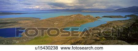 Panoramic view of Argentina's largest lake, Lago Argentino View Large Photo Image Stock Photo - Panoramic view of Argentina's largest lake, Lago Argentino. Fotosearch